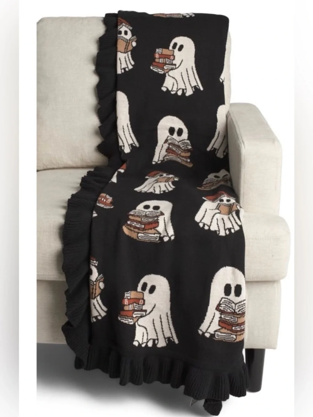 NWT Viral Halloween Ghost & Books Reversible Throw Blanket  Size 50x70